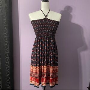 Lily Morgan Smocked Flower Print Flowy Midi Dress. size S